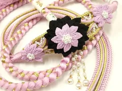 平和屋着物●和装小物　振袖用帯締め　装飾　つまみ細工　パール　金糸　撚り房　逸品　未使用　AAAV5901ay