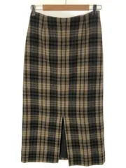 BLUEBIRD BOULEVARD ブルーバード ブルバード チェック柄リサイクルウールタイトスカート ブラウン M