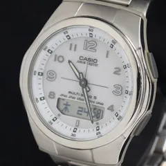 稼働 良品 カシオ ウェーブセプター WVA -M480 電波ソーラー 白文字盤 アナデジ メンズ腕時計 KRH 2000000 NSK