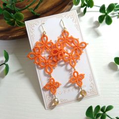 大人なアジアンピアス（イヤリング）オレンジ