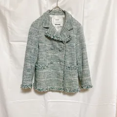 美品　プラステ　ノーカラージャケット　ツイード　フリンジ　金ボタン　グレー　M PLST(プラステ)公式 | ツイードノーカラージャケット