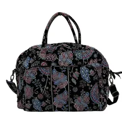 Vera Bradley(ベラブラッドリー) ボストンバッグ美品  - 黒×パープル×マルチ フラワー(花)/リーフ/キルティング/本体ロックなし コットン