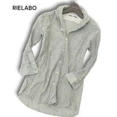 RIELABO リエラボ ニコルクラブ フォーメン 春夏 麻 リネン混★ ストライプ 7分袖 シャツ Sz.46 メンズ グレー