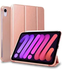 iPad mini 7 6 用 ケース mini7 (A17 Pro 2024 第7世代) mini6 (2021 第6世代) アイパッドミニ スマートカバー オートスリープ ケースカバー ローズゴールド