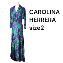 ◆キャロリーナヘレラ CAROLINA HERRERA  花柄  ドレス ワンピース レディース 緑 紫 size2 S5U029
