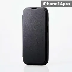 iPhone 14 Pro用ソフトレザーケース手帳型ケース ブラック色1個