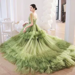 新品未使用 一目惚れ続出 可愛さ引き立つチュールカラードレス　結婚式　前撮り　フォト婚