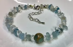 目標達成寿山石恋愛運アクアマリンお守水晶のブレスレット 16cm新品