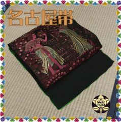 【名古屋帯】江戸紫色に古代エジプト柄の帯