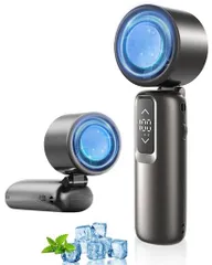 【2025革新型・-20°C瞬間冷却・猛暑退散】EIING携帯扇風機ハンディファン急速冷却プレート付超高速強力送風ミニファン3WAY首掛け/卓上/手持ち扇風機小型折り畳み100段階風量調節LEDディスプ…