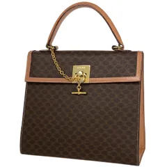 セリーヌ CELINE マカダム柄 ハンドバッグ 手提げ 総柄 ロゴ ハンドバッグ コーティングキャンバス ブラウン レディース 【中古】