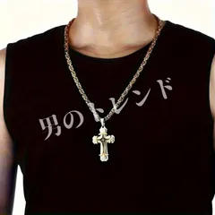 ネックレス  2D フラット 1pc メンズ ヴィンテージ フラット 手作り ネックレス 多層ゴールドブラックステンレススチール クロスペンダントネックレス ジュエリー 男性 女性用 ユニセックス お揃い 十字架 ゴールド シルバー