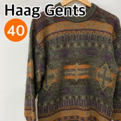 Haag Gents ハーグジェンツ セーター ニット トップス 長袖 グレー オレンジ レディース 40サイズ【CT1349】