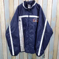 6-166☆アディダス☆ナイロンジャケット☆90s☆刺繍ロゴ☆2XLサイズ