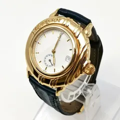 Yves Saint Laurent イヴ・サンローラン メンズ腕時計 ラウンド スモセコ 01-6663 クオーツ　動作未確認　文字盤ホワイト　管理番号KKVHAKO39のサムネイル