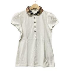 BURBERRY BRIT(バーバリーブリット) 半袖ポロシャツ サイズS レディース美品  - 白×ライトブラウン×マルチ 襟部分チェック柄/Sサイズ