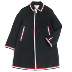 良品□THOM BROWNE/トムブラウン トリコロール シルバー錨ボタン フライフロント コットン ステンカラーコート ブラック 0 日本製 正規品　t17-st30329-053のサムネイル