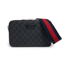 グッチ GGスプリーム ミニ ショルダーバッグ 斜め掛け キャンバス レザー ブラック 黒 シルバー金具 774161 GUCCI（未使用　展示品）