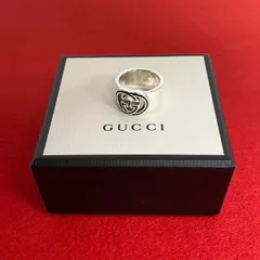 極 美品 箱 袋付 希少品 GUCCI グッチ インターロッキングG シルバー925 リング 16号 指輪 メンズ レディース アクセサリー シルバー 44697
