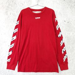 off-white オフホワイト エアポート テープ 長袖 Tシャツ / AIRPORT TAPE L/S TEE レッド Lサイズ 〇□☆