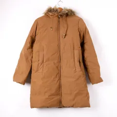 ミッシェルクラン モッズコート ミドル丈 フード ファー 無地 アウター レディース 38サイズ ブラウン MICHEL KLEIN 【中古】