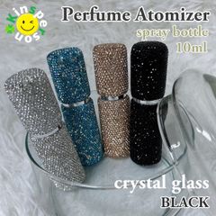 ★新品 クリスタルスプレーボトル 香水アトマイザー 10ml ブラック デコレーション キラキラ ガラス製品 ダイアモンドカット