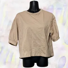 COEN　コーエン　Tシャツ　ベージュ　レディース　クロップド丈　半袖　フリーサイズ　アースカラー　パフスリーブ　定番　ベーシック