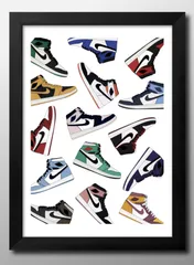 12852ナイキ アート スニーカー A3 サイズ ポスター アート おしゃれ 絵画 インテリア 北欧 イラスト マット紙 艶消し アートパネル 額 フレーム デザイン 壁掛け ギフト 新築祝い ディスプレイ 