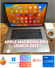 ［訳あり品］Apple MacBook Pro 15inch 2015/Core i7 2.8GHz/16GB/SSD256GB/Windows11/Office 2024/405