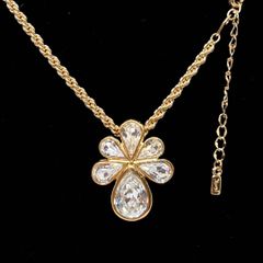 美品★YVES SAINT LAURENT イヴサンローラン ネックレス フラワー クリスタル ビジュー 大ぶり ヴィンテージ ゴールド