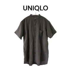 UNIQLO ユニクロ コットンリネン スタンドカラーシャツ XL カーキ