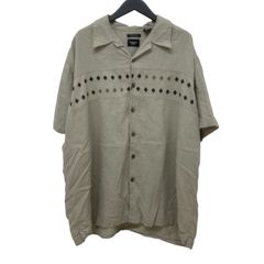 GM725 大きいサイズ haggar. 半袖 シャツ トップス 羽織り フロントボタン リネン55% レーヨン45% ベージュ系 メンズ XXL
