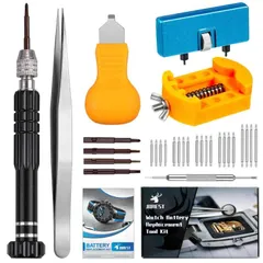 【JOREST】腕時計 電池交換 工具、時計工具セット、 時計バンド/ベルト 交換工具、時計の裏蓋オープナー、 時計修理、時計アクセサリー、時計 裏蓋 外し 工具、スプリングバー、ピンセットのサムネイル