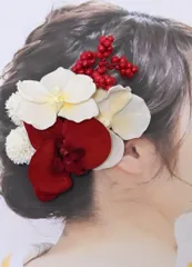 和装　髪飾り　胡蝶蘭　コチョウラン　ヘッドパーツ　ヘッドドレス　結婚式　成人式　卒業式　白無垢　色打掛　振袖