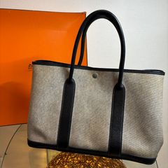 ΩNA3687 大人気！ HERMES エルメス ガーデンパーティPM トートバッグ ハンドバッグ カジュアル ベージュ ネイビー カラー □F刻印 メンズ レディース