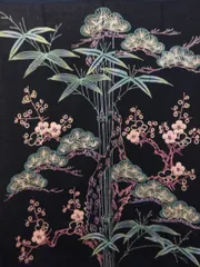 藍染め手織り　布団解き　無地絣　少し厚手　５巾　木綿古布型染筒描き古布資料 古布前掛け専門屋◇珍品◇味のあるざっくり手織り木綿◇本藍染