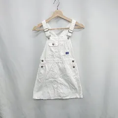 ◇ Θ F.O.KIDS サロペット風 デニム生地 キッズ 膝丈 ワンピース サイズ130 ホワイト系 女の子 E  【1502180012488】