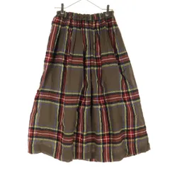 ICHI Antiquite's イチアンティークス 日本製 ウールブレンド チェック柄 ロング丈 スカート ブラウン レディース 古着
