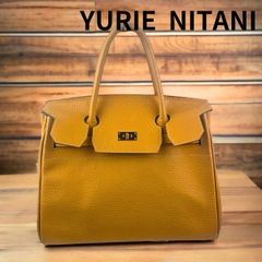 【週末セール】美品 YURIE NITANI ユリエニタニ ハンドバッグ シボ革 レザー イエロー  ゴールド金具 カデナ