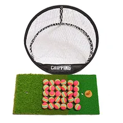 【グッドカンパニー】ゴルフ用ショットマット 3種類の芝 チッピングネット付き 練習用ボール30個付き