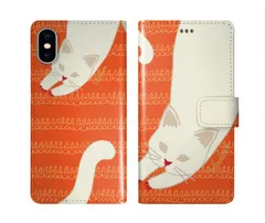 [iPhone12 Pro Max] iPhone16 ケース スカラー スマホケース 手帳型 iPhone16 Pro ケース アイフォン16 15 14 13 12 11 スマホカバー 全機種対応 手帳 ScoLar ネコ オレンジ 総柄 ブックレット ダ