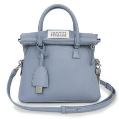 メゾン マルジェラ 5AC ミニ 3WAY ショルダー ハンドバッグ 斜め掛け ゴートスキン レザー ライトブルー 水色 シルバー金具 S56WG0082 Maison Margiela（美品）