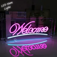 LEDネオンサイン ネオン管風 WELCOME インテリア ライト LED ネオンサイン 看板 サインボード 光る 光る看板 ネオン 部屋 玄関 子供部屋 カフェ バー 雑貨 アメリカ雑貨 アメリカン雑貨 ネオン管 ネオンチューブ 店舗用 NK-84