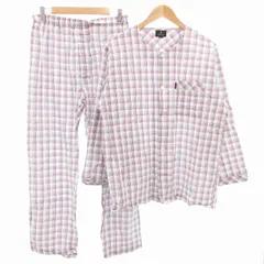 ランバン LANVIN パジャマ セットアップ 長袖シャツ イージーパンツ チェック L 白 ホワイト 赤 レッド /GVのサムネイル