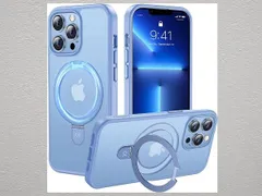 CASEKOO iPhone14 13 用 ケース ライトブルー 新品 隠しスタンド 横縦両立 米軍MIL規格 耐衝撃 MagSafe対応 ワイヤレス充電対応 6.1インチ