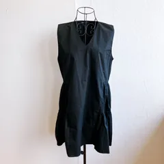 ザラ ZARA ひざ丈 ワンピース チュニックワンピース シャツワンピース ノースリーブ Vネック ティアード フレア Aライン シンプル ベーシック 無地 黒