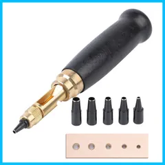 【迅速発送】穴あけ工具 レザークラフト スクリュー ポンチ レザーパンチ 穴あけポンチ ねじ込み式 ポンチセット 革 布 紙 ベルト 静か 便利 革細工 工具 6サイズパンチヘッド 1.5/2/2.5/3/3.5/4mm ベルト 穴あけ