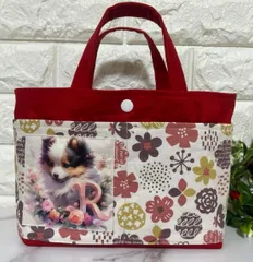 [91]可愛いシェルティちゃん仕切りポケット6つ！バックインバック