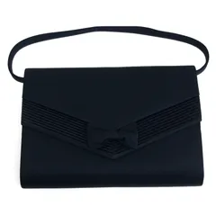 極美品 PETIT SOIR プチソワール 東京ソワール リボン ブラックフォーマルバッグ 黒 ブラック ハンドバッグ 冠婚葬祭 葬式 レディース 喪式