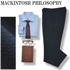 マッキン トッシュフィロソフィー MACKINTOSH PHILOSOPHY TROTTER トロッター ウルトラライトパンツ  ＃11 ナローサッカーストライプ スラックスパンツ トラウザー 36 ネイビー メンズ